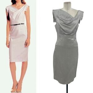 Black Halo Jackie O Sheath Dress Pencil Straight‎ Sleeveless Beige Gray Size 6